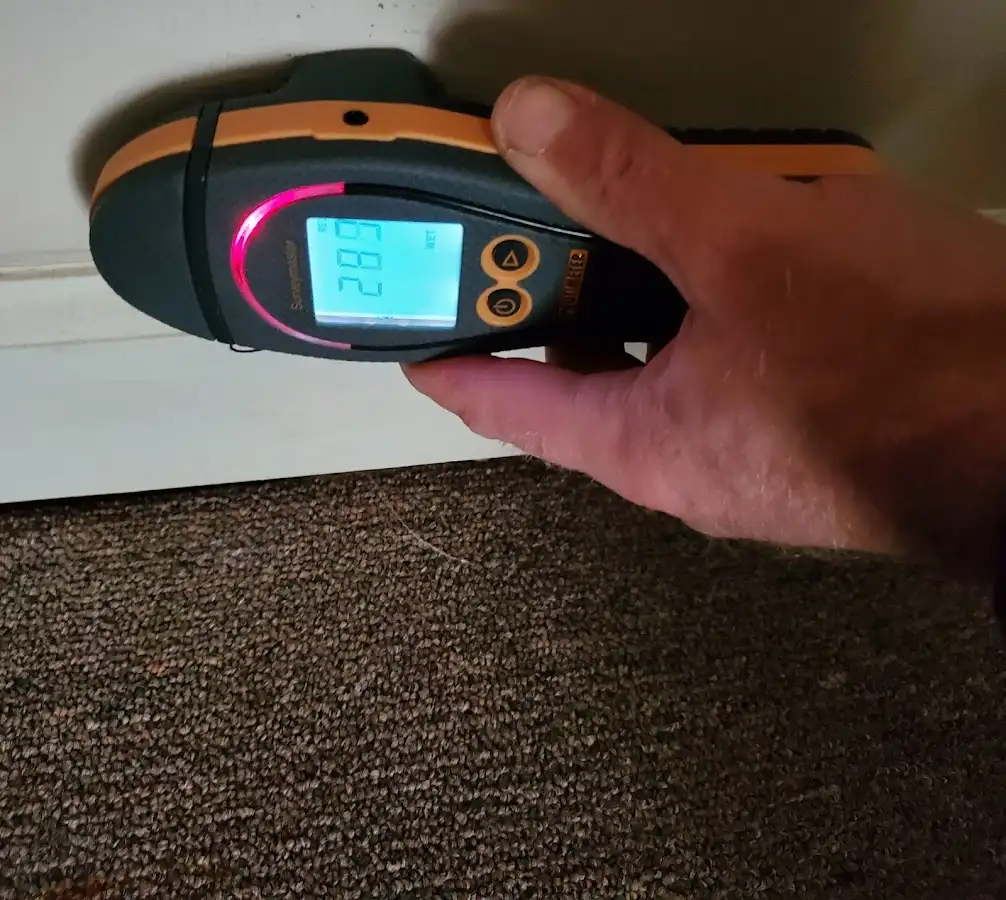 Moisture detection at baseboard during Mold Inspection & Testing in Rapid Valley